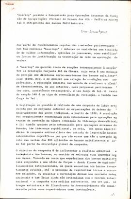 Audiências Parlamentares nos EUA: Influência na Política Ambiental e Indigenista dos Bancos Multi...