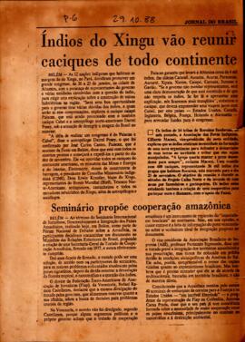 Índios do Xingu Vão reunir caciques de todo continente (matéria jornalística)