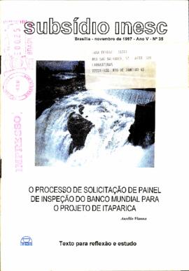 O Processo de Solicitação de Painel de Inspeção do banco Mundial para o Projeto de Itaparica