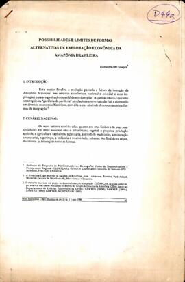 Possibilidades e limites de formas alternativas de exploração econômica da Amazônia brasileira