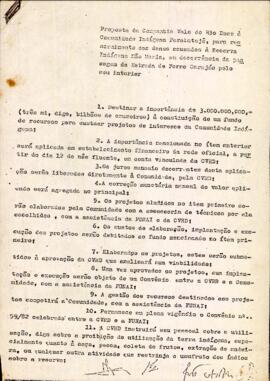 Proposta da Companhia Vale do Rio Doce à Comunidade Indígena Parkatêjê, para ressarcimento dos da...