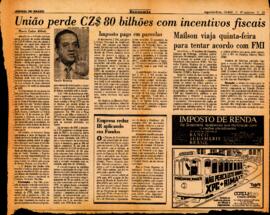 Recorte de jornal sobre incentivos fiscais