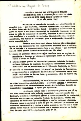 1º  Relatório parcial das atividades do " Projeto de Emergencia para a Coodernação da Safra ...