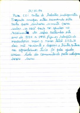 Carta ao Centro de Trabalho Indigenista