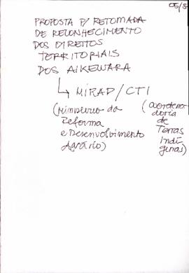 Proposta para a retomada do processo de reconhecimento dos direitos territoriais dos Aikewara.