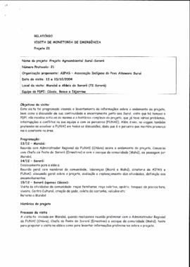 Relatório- visita de monitoria de emergência