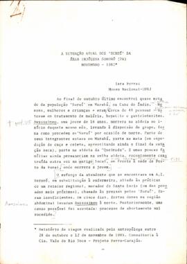 A Situação Atual dos Suruí da Área Indígena Sororó