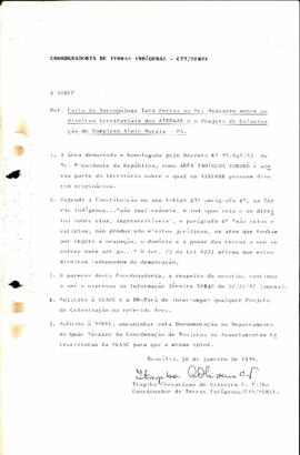 Carta ao Sr. Ministro sobre os direitos territoriais dos Aikewar e o projeto de colonização do co...