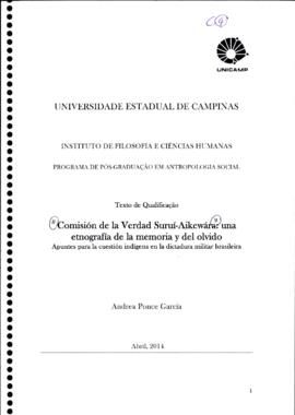 Comisón de la Verdad Suruí-Aikewára:una etnografia de la memoria y del olivido