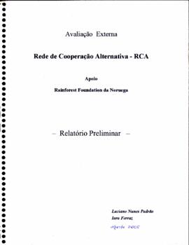 Avaliação externa- Rede de Cooperação Alternativa- relatório preliminar