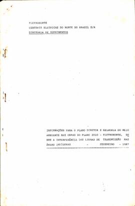 Informações para o plano diretor e melhoria do meio ambiente nas obras do plano 2010