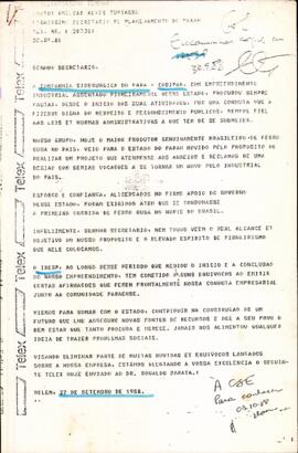 Carta do presidente da Companhia Siderúrgica do Pará- COSIPAR