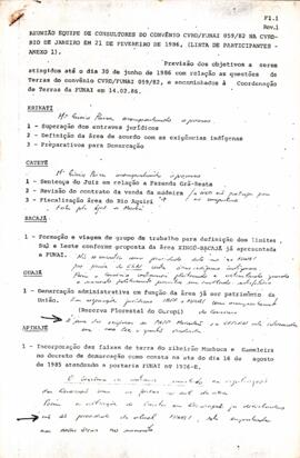 Reunião da equipe de consultores do convênio CVRD/FUNAI.