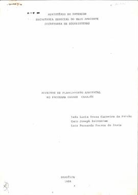 Aspectos de Planejamento Amiental no Programa Grande Carajás.