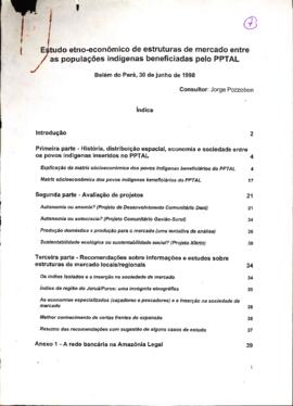 Estudo etno-econômico de estruturas de mercado entre as populações indígenas beneficiadas pelo PPTAL