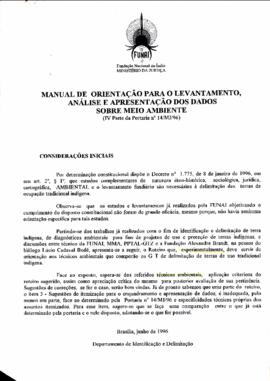 Manual de Orientações para o Levantamento, Análise e Apresentação dos Dados sobre Meio Ambiente.