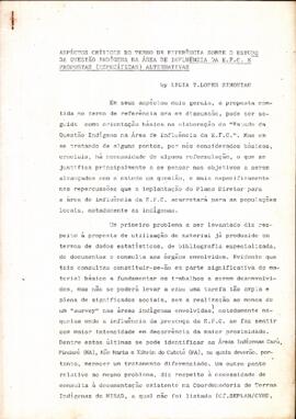 Aspectos críticos do termo de referência sobre o estudo da questão indígena na área de influência...