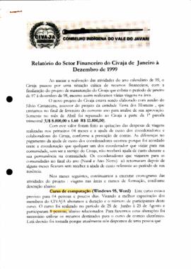 Relatório do Setor Financeiro do CIVAJA de Janeiro à dezembro de 1999