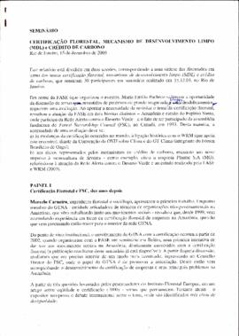 Certificação Florestal, Mecanismo de Desenvolvimento Limpo ( MDL) e Crédito de Carbono.