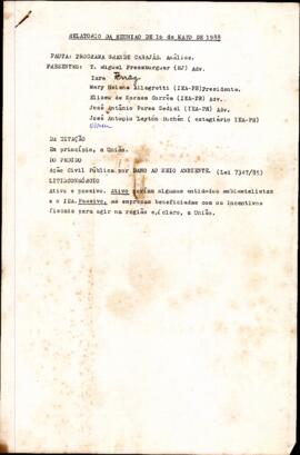 Relatório da Reunião de 16 de maio de 1988 ( Pauta: Programa Grande Carajás)