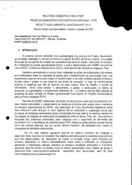 Relatório semestral para o PDPI- Projeto Agroambiental Suruí-Sororó.