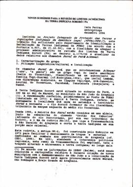 Novos subsídios para a revisão de limites (acrescido) da Terra Indínena Sororó-PA
