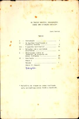 Os índios gaviões: observações sobre uma situação crítica