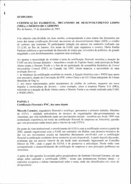 Certificação Florestal, Mecanismo de Desenvolvimento Limpo ( MDL) e Crédito de Carbono.