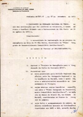 Portaria expedido pelo Presidente da Funai, Ismart de Araújo Oliveira