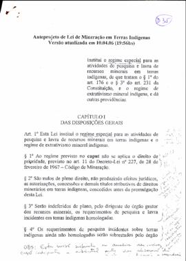 Anteprojeto de lei de Mineração em Terras Indígenas (versão de 2006)